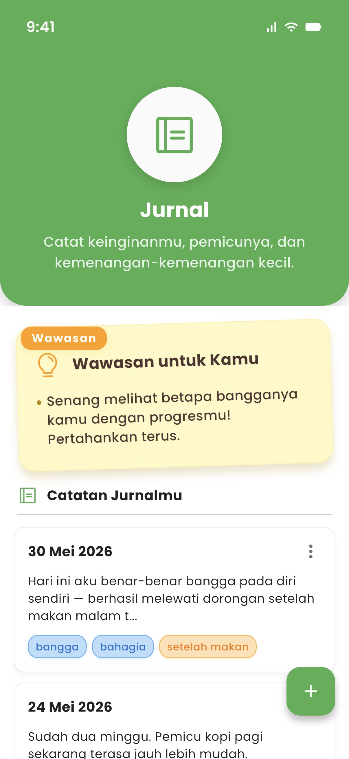 Tampilan Kalau momen yang sama terus menjebakmu, jurnal akan menangkapnya.